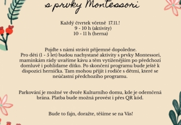 Aktivity s prvky Montessori budou i 17. 11.