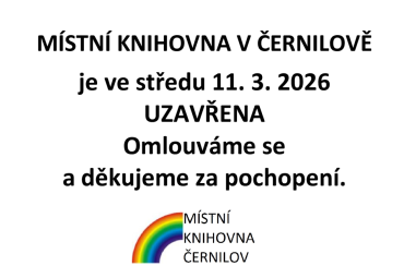 Místní knihovna je ve středu 11. 3. uzavřena