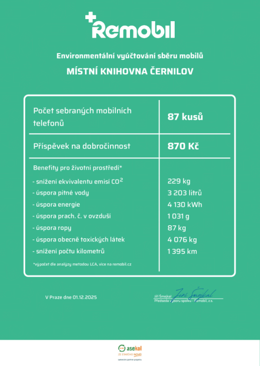 Enviromentální vyúčtování sběru mobilů