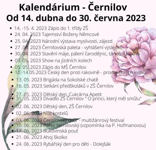 Kalendárium akcí v Černilově