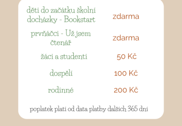 Roční registrační poplatek v Místní knihovně v Černilově