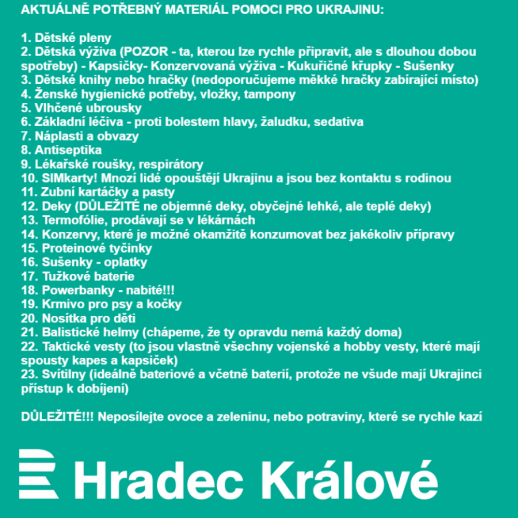 AKTUÁLNÍ POTŘEBY PRO UKRAJINU