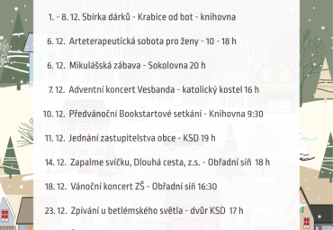Černilovský kalendář na prosinec 2025