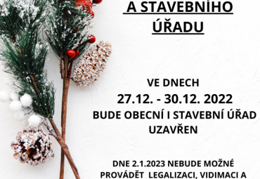 Vánoční provozní doba obecního a stavebního úřadu