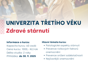 Nabídka dvouletého kurzu univezity třetího věku na Lékařské fakultě UK v Hradci Králové