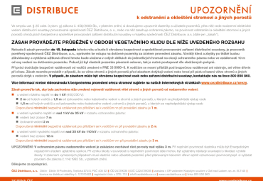 Upozornění k odstranění stromoví