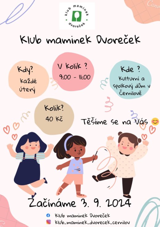 První poprázdninové setkání Klubu maminek Dvoreček 