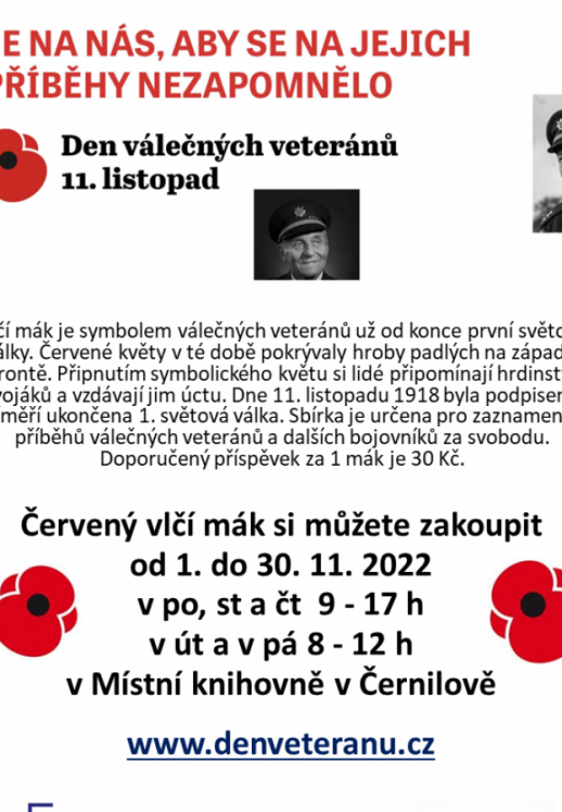 Červené vlčí máky - Den válečných veteránů