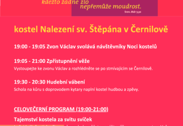 Noc kostelů v katolickém kostele v Černilově