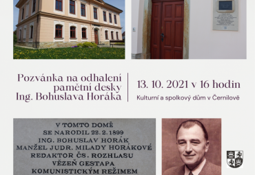 Odhalení pamětní desky Bohuslava Horáka