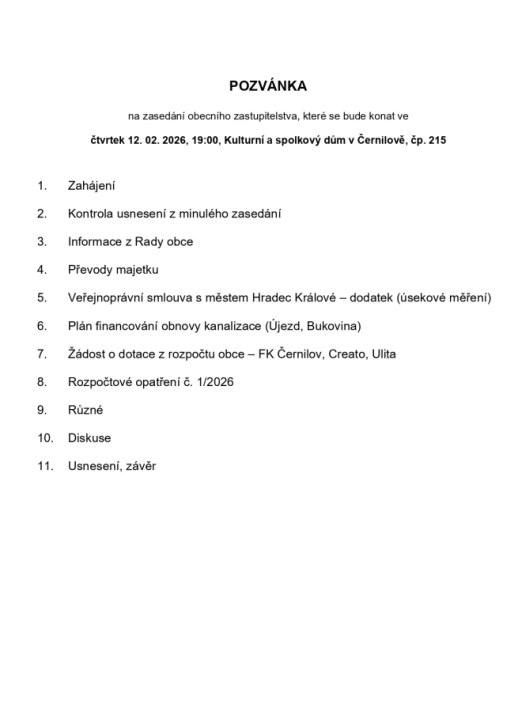 Zasedání obecního zastupitelstva