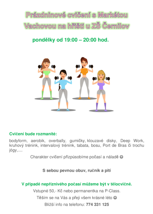 Letní venkovní cvičení s Markétou Vachovou 