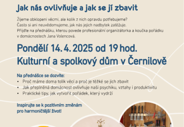 Přednáška Zahlcenost věcmi: jak nás ovlivňuje a jak se jí zbavit