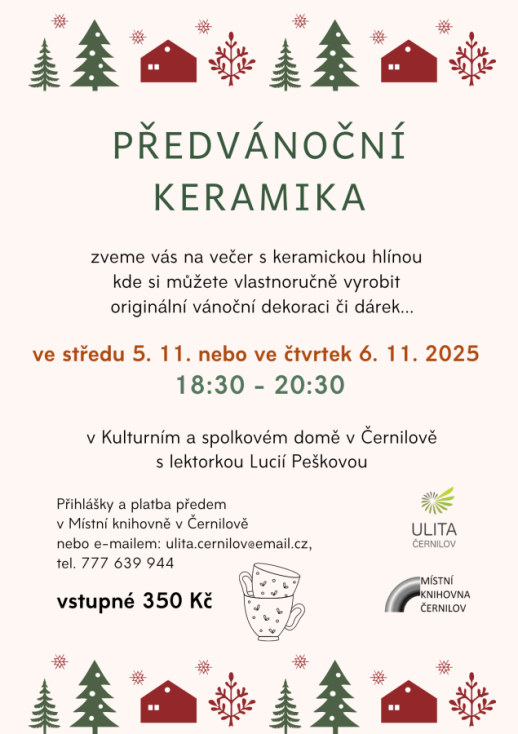 Předvánoční keramická dílna v KSD - OBSAZENO