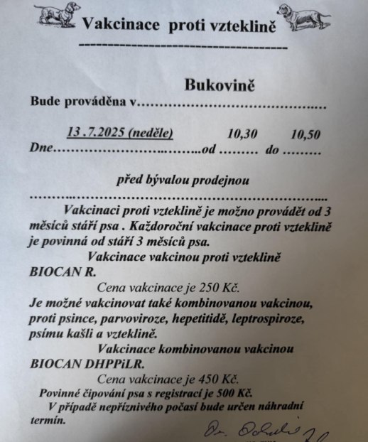 Vakcinace proti vzteklině Bukovina