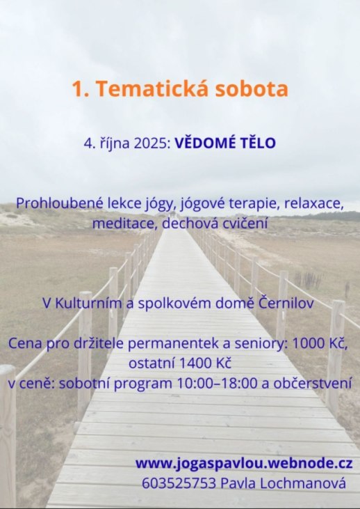 Tématická sobota pro ženy - kurz SAMA SEBOU - Vědomé tělo