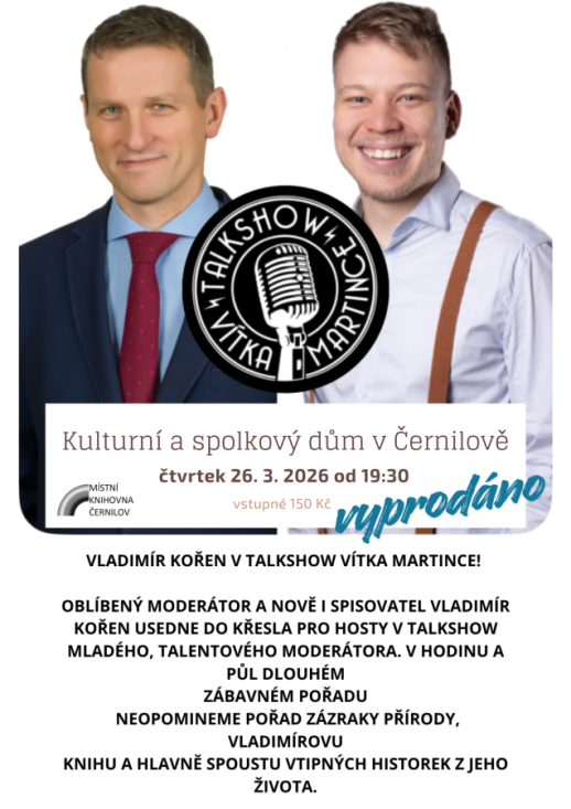 Talk show Vítka Martince s Vladimírem Kořenem - vyprodáno