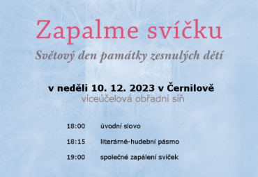 Zapalme svíčku - světový den památky zesnulých dětí