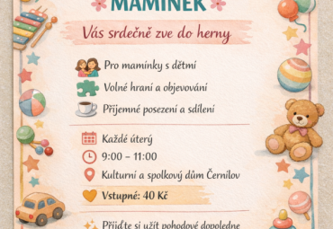 Klub maminek Dvoreček zve na společná setkávání dětí a rodičů každé úterý v KSD Černilov