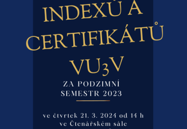 Předávání indexů a certifikátů posluchačům VU3V za podzimní semestr 2023