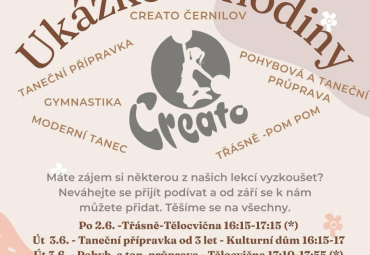 Červnové ukázkové hodiny Creato Černilov pro veřejnost
